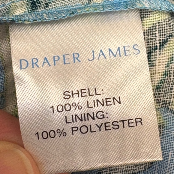 Draper James  Women Linen Midi Dress Blue Monstera XXL Babydoll Square Neck Y2K - Picture 7 of 12